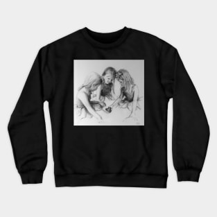 Princess Playing - Charcoal sketch by Avril Thomas - Adelaide Artist Crewneck Sweatshirt